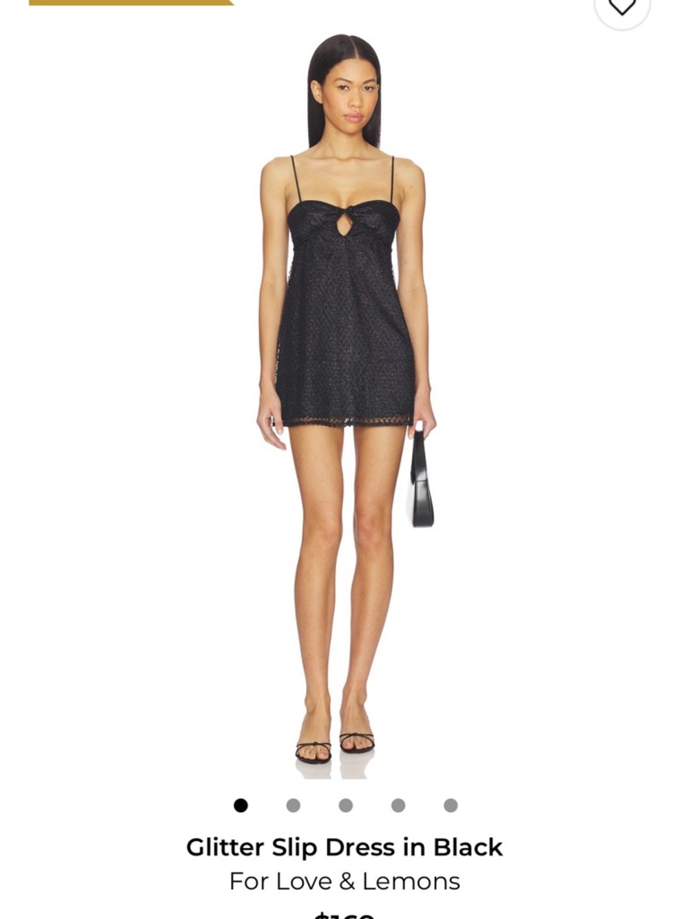 For Love And Lemons Black Glitter Mini Slip Dress